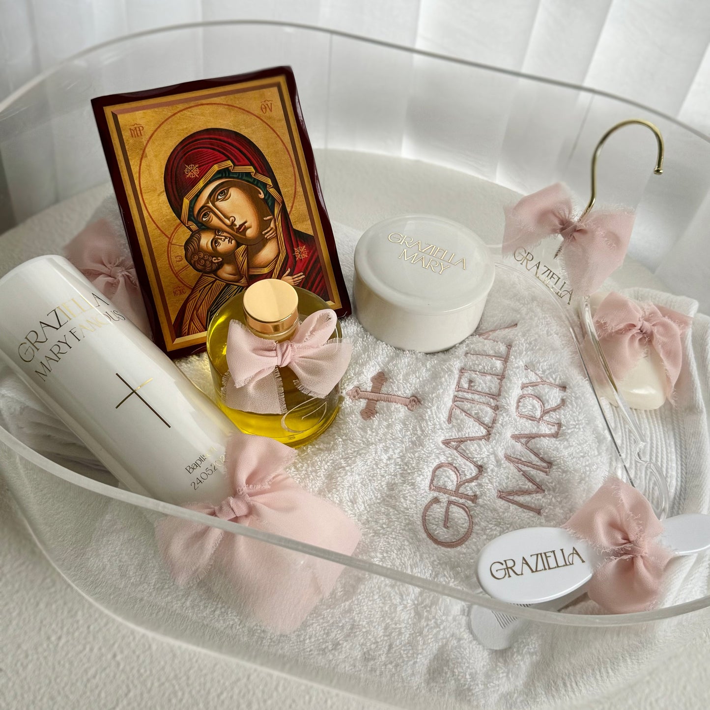 Oval Acrylic Christening Box - Clear or Frosted Lid