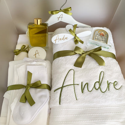Embroidered Christening Towels - Bath & Hand Towel Set