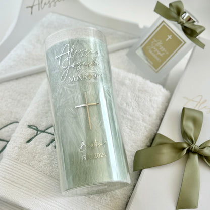 Glass Christening Candle 20cm