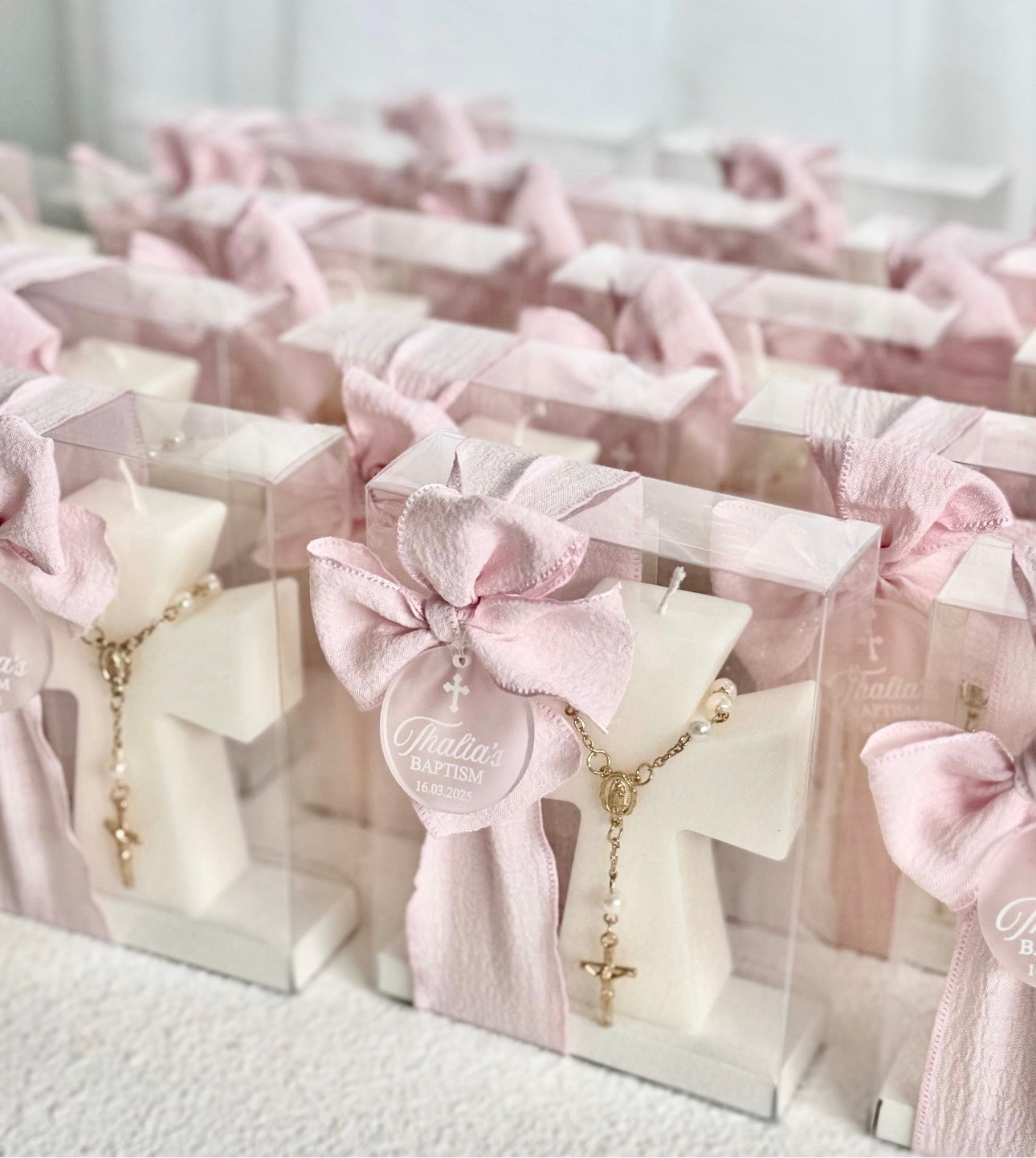 Holy Cross & Rosary Candle Favours