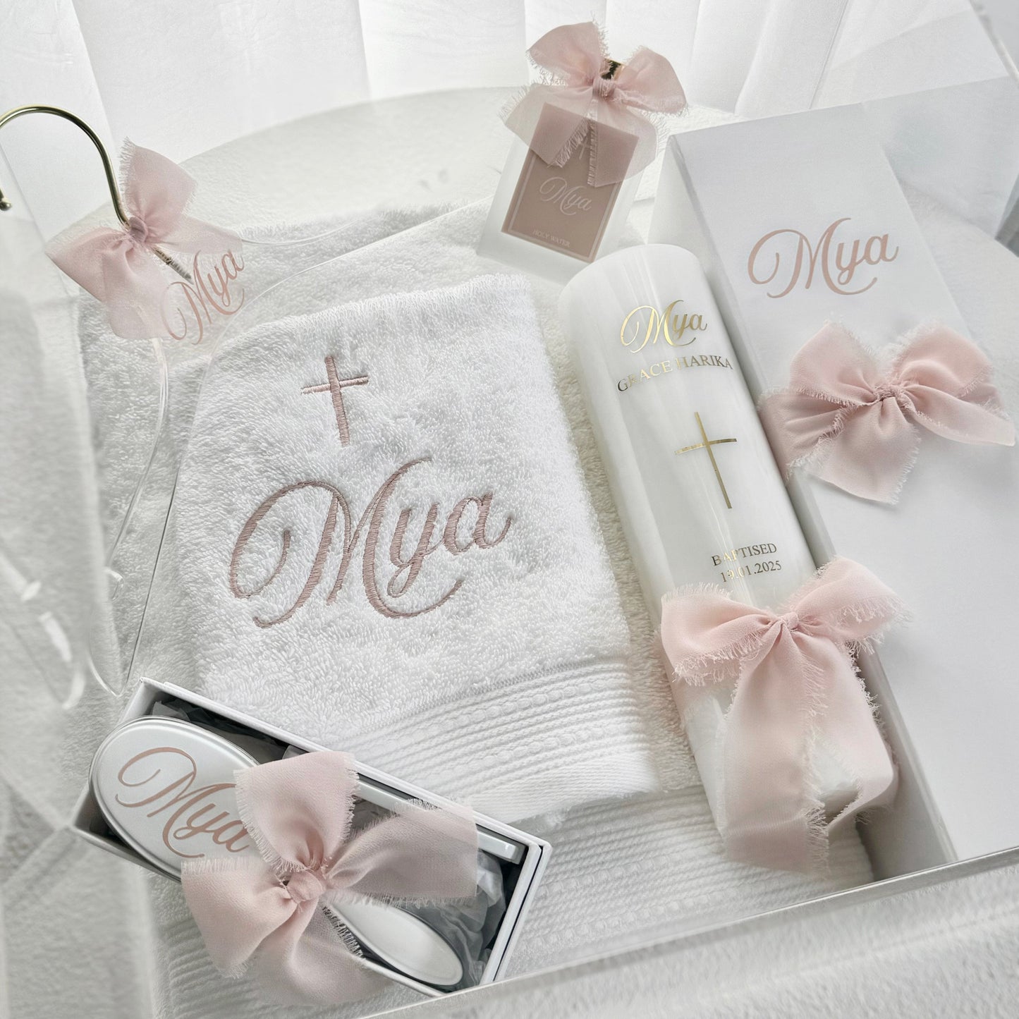 Premium Catholic Christening Box Package - Acrylic Box Included