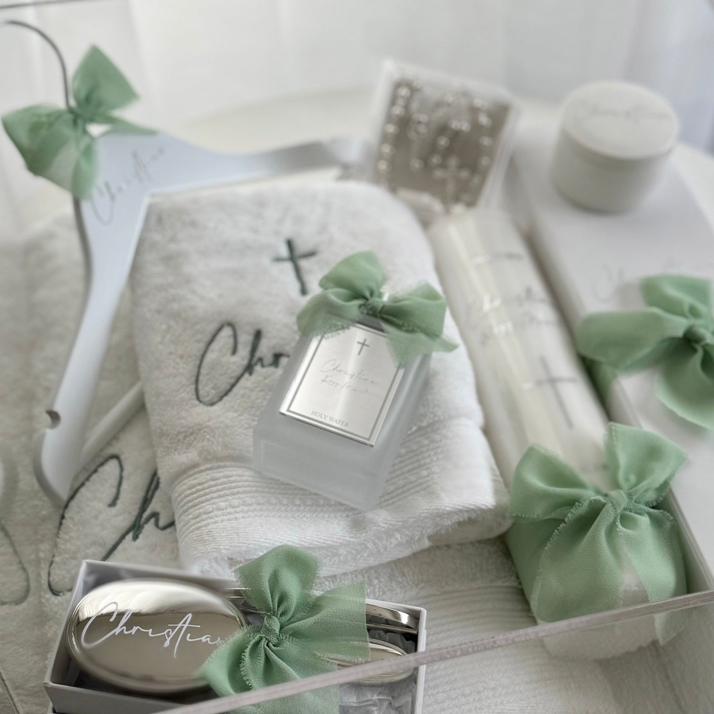 Deluxe Catholic Christening Box Package - Acrylic Box Included