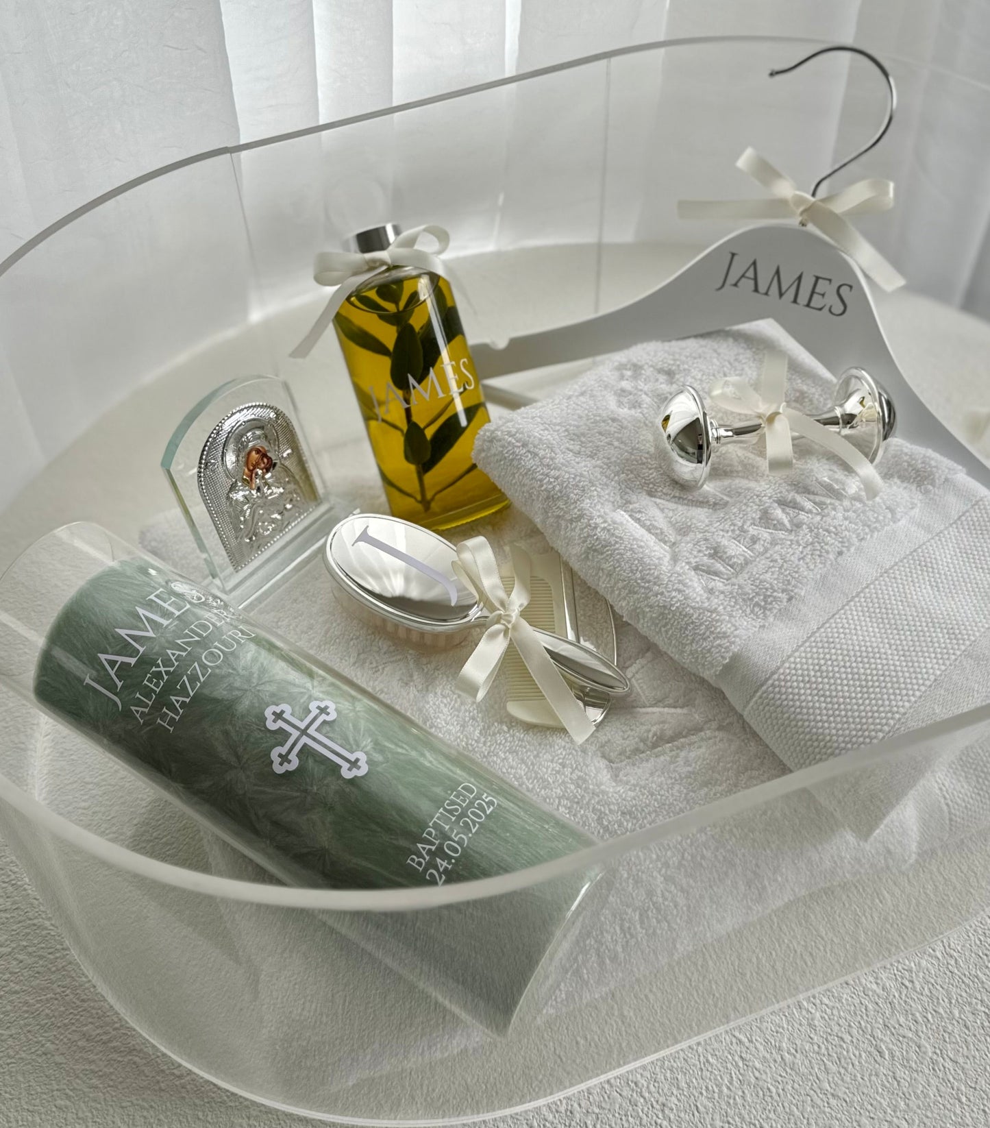 Oval Acrylic Christening Box - Clear or Frosted Lid