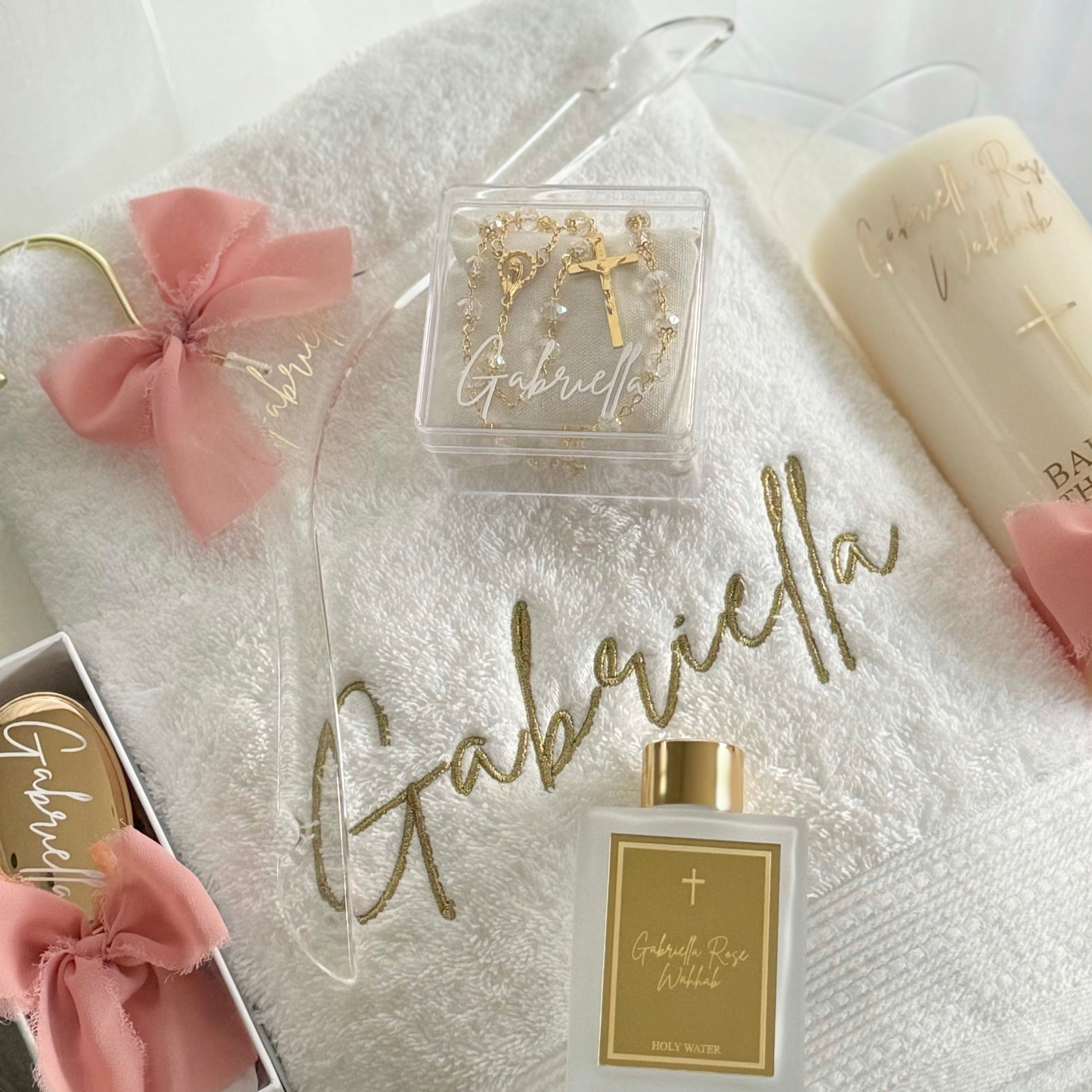 Round Catholic Christening Box Package - Acrylic Box Included