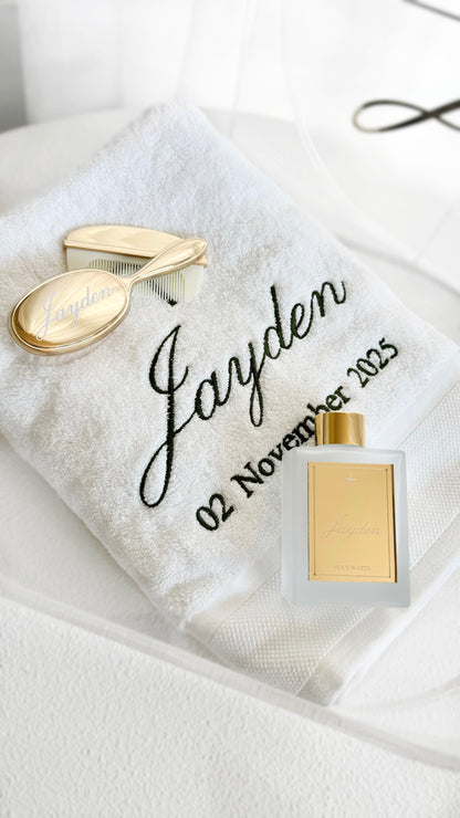 Embroidered Christening Towels - Bath & Hand Towel Set