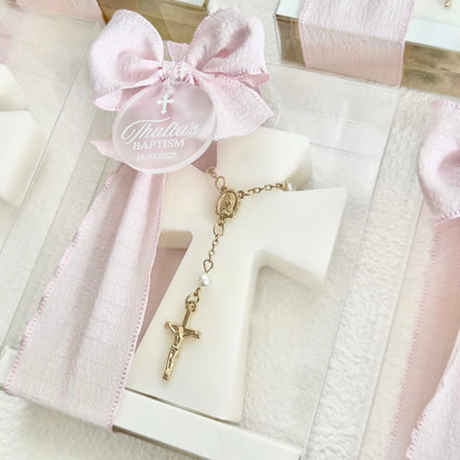 Holy Cross & Rosary Candle Favours