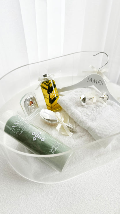 Oval Acrylic Christening Box - Clear or Frosted Lid