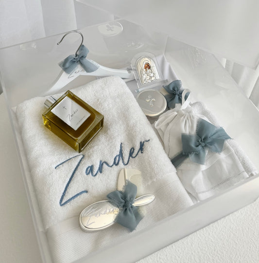 Deluxe Silver Orthodox Christening Box Set - CONTENTS