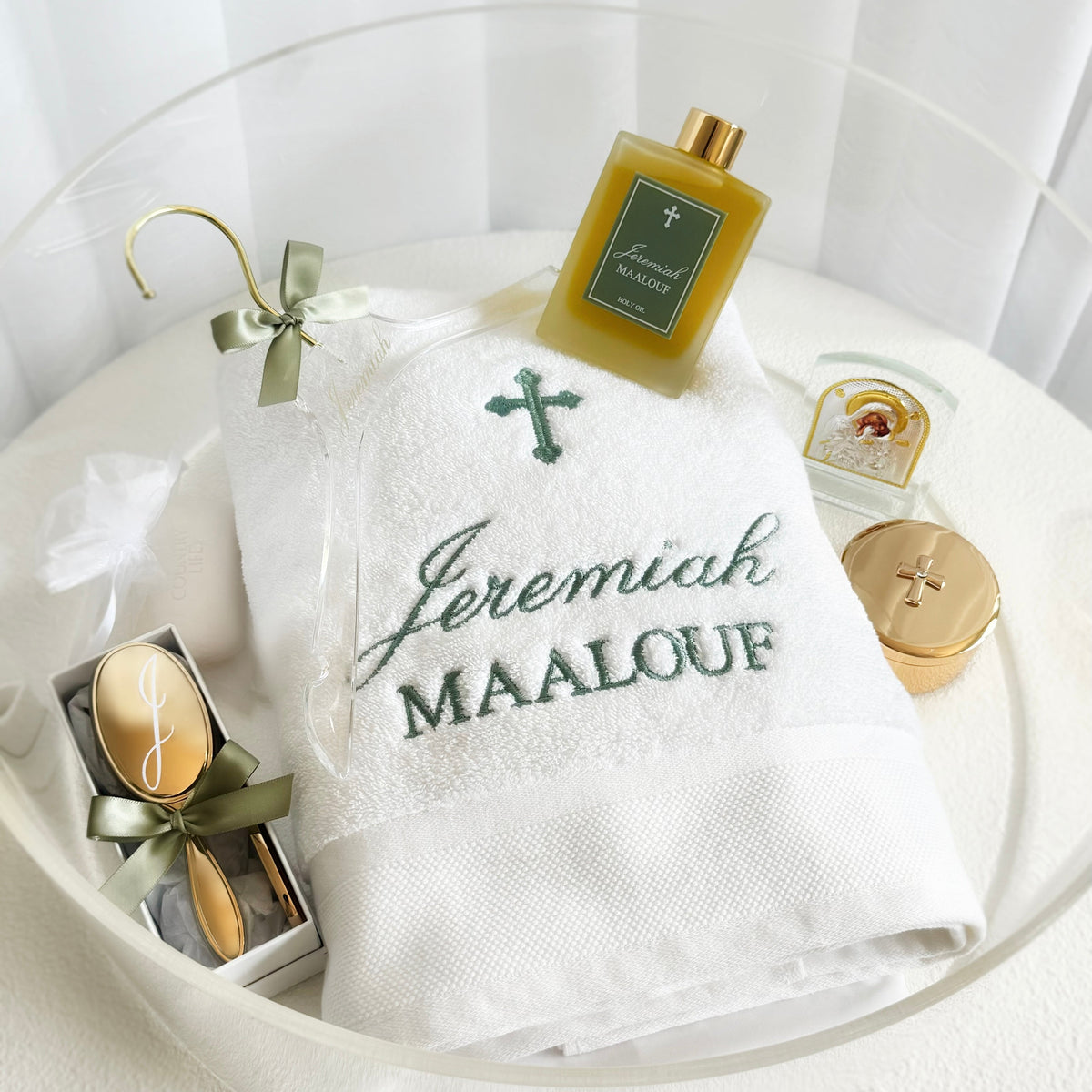 Deluxe Gold Orthodox Christening Box Set - CONTENTS