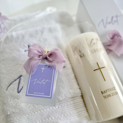 Glass Christening Candle 20cm