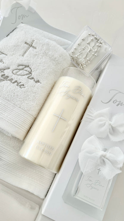 Glass Christening Candle 20cm