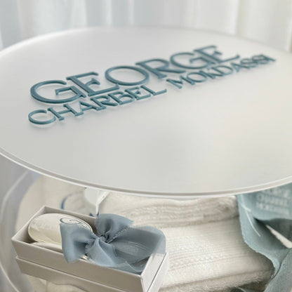 Round Catholic Christening Box Package - Acrylic Box Included