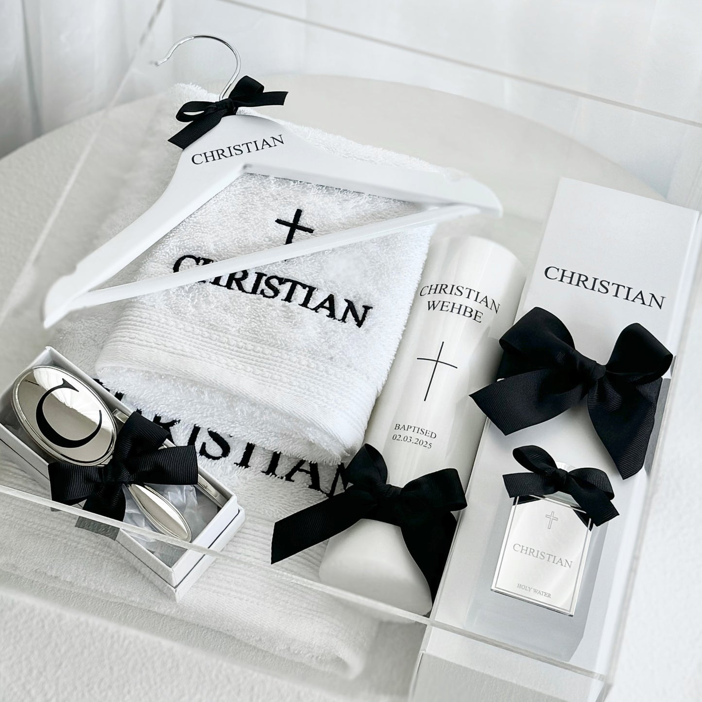 Premium Catholic Christening Box Package - Acrylic Box Included