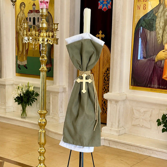 Orthodox Christening Candle (Lambatha) - Linen