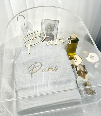 Clear Arch Acrylic Christening Box - Clear or Frosted Lid