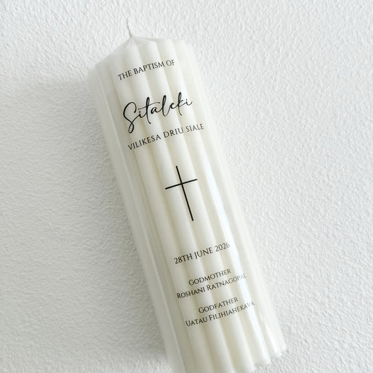 Personalised Catholic Baptism Candle - Circus Pillar