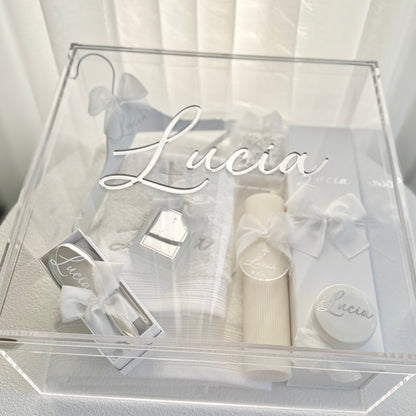 Deluxe Catholic Christening Box Package - Acrylic Box Included