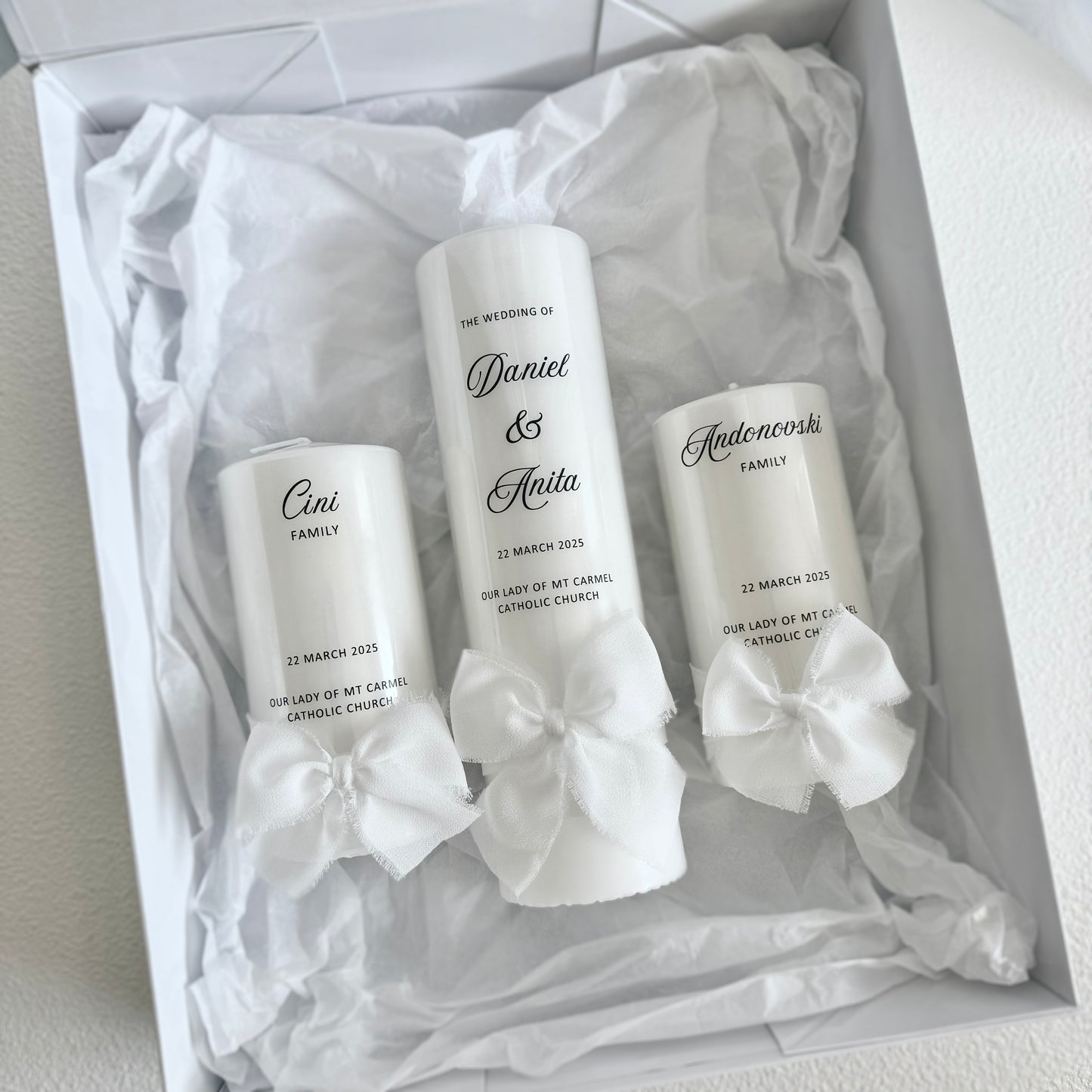 Wedding Unity Candles with Personalised Gift Box