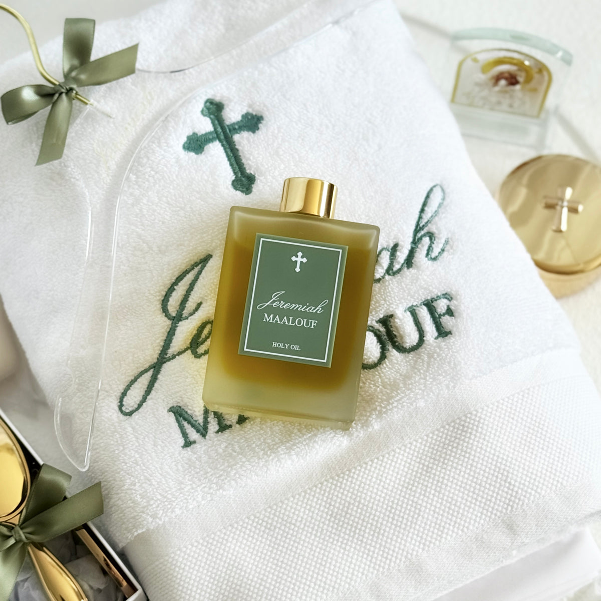 Deluxe Gold Orthodox Christening Box Set - CONTENTS