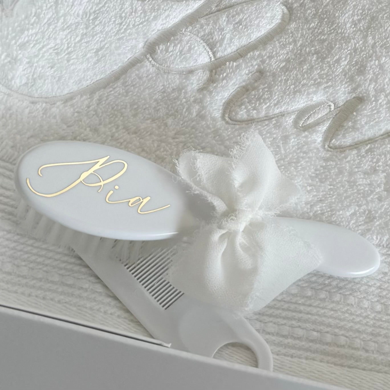 Personalised White Brush Comb Set