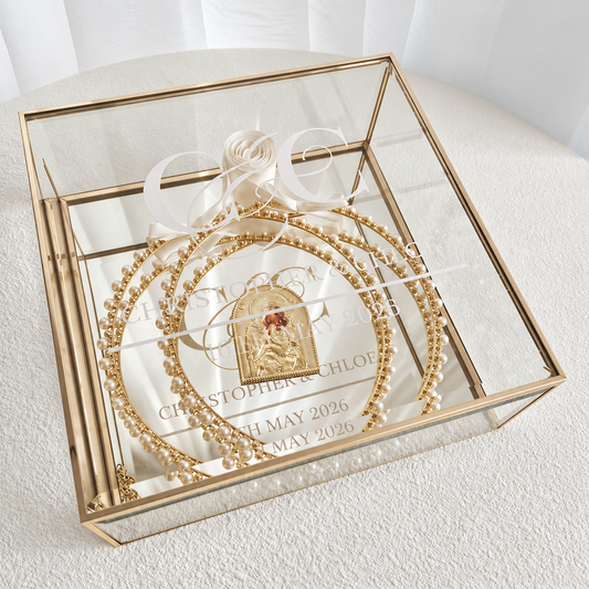 Glass Keepsake Box - Gold Trim (Stefanothiki)