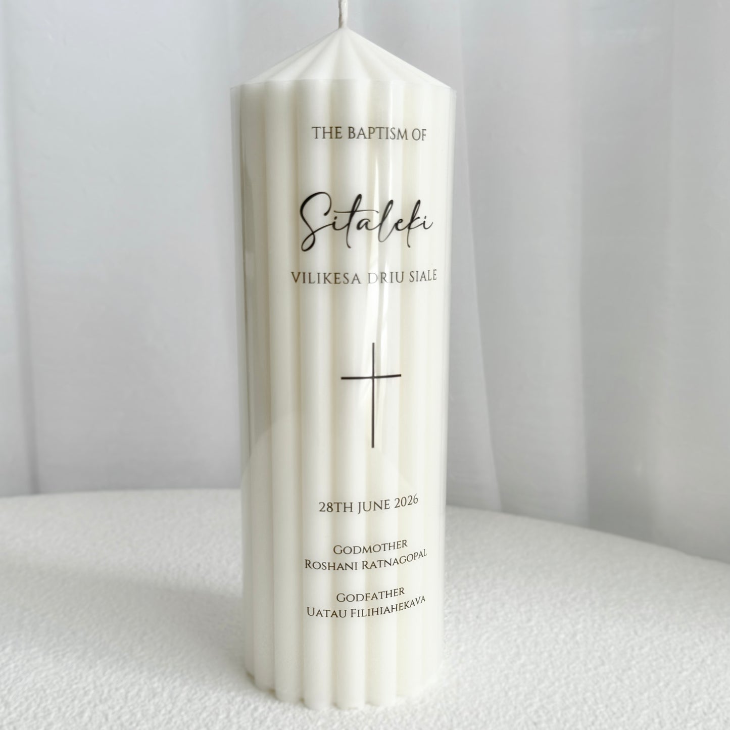 Personalised Catholic Baptism Candle - Circus Pillar