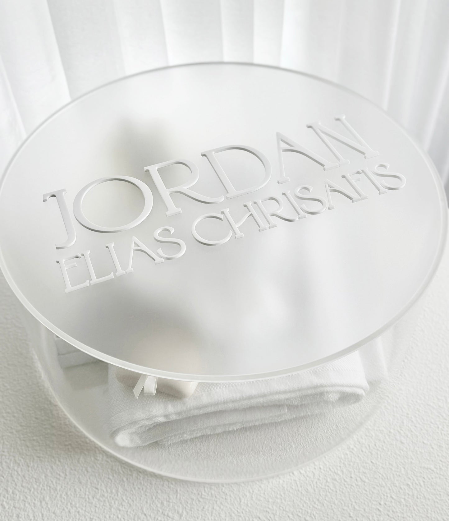 Clear Round Acrylic Christening Box - Clear or Frosted Lid