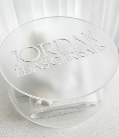 Clear Round Acrylic Christening Box - Clear or Frosted Lid