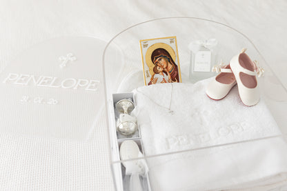 Clear Arch Acrylic Christening Box - Clear or Frosted Lid