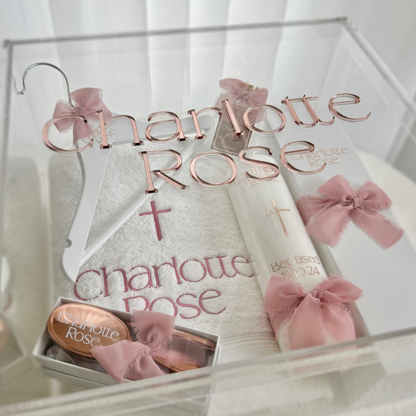Premium Catholic Christening Box Package - Acrylic Box Included