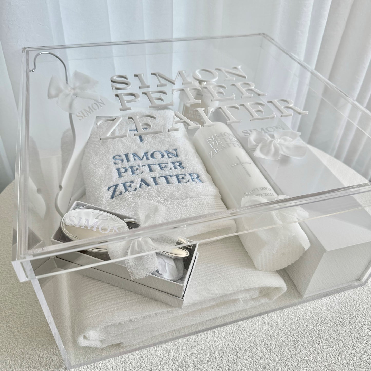 Premium Catholic Christening Box Package - Acrylic Box Included